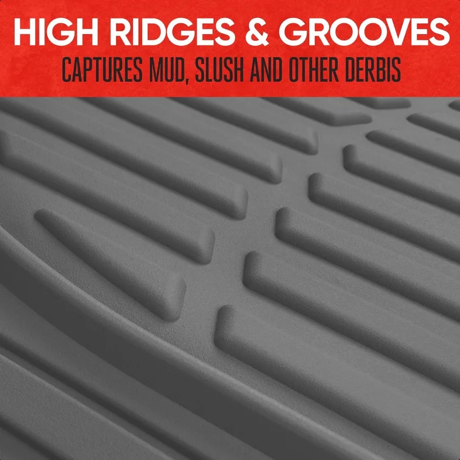 2 Piece Front Car Floor Mats Gray FlexTough Contour LinersDeep Dish Heavy Duty Rubber Floor Mats for Car SUV Truck and VanAll W