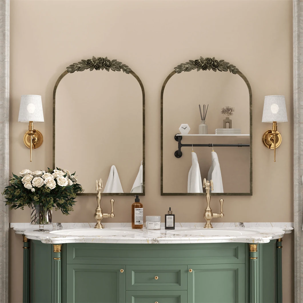 Baroque Brass Arched Mirror 5