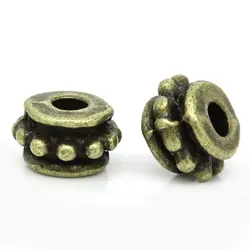 7mm Spacer Beads Round Antique Bronze Dot Pattern Carved Loose Beads DIY Making Necklace Bracelets Jewelry Gifts Findings,100PCs