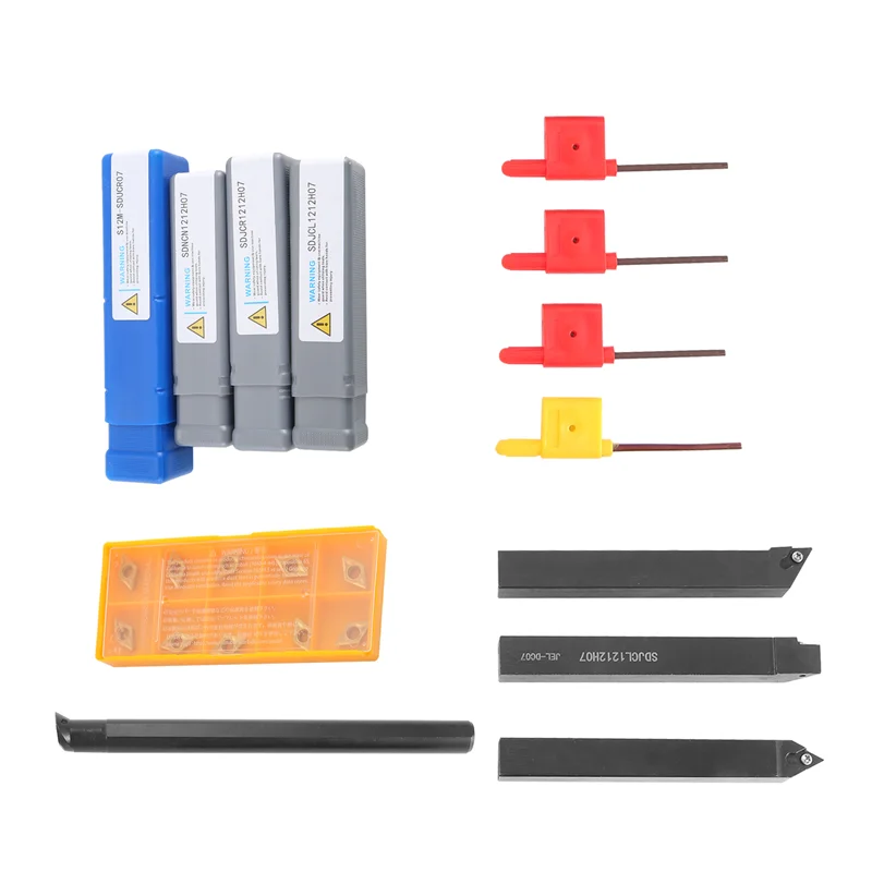 

B50C 10Pcs Carbide Insert Blades + 4Pcs Lathe Turning Tool Holder Set + 4Pcs Wrench For Lathe Turning Tool Machine Tool Sets