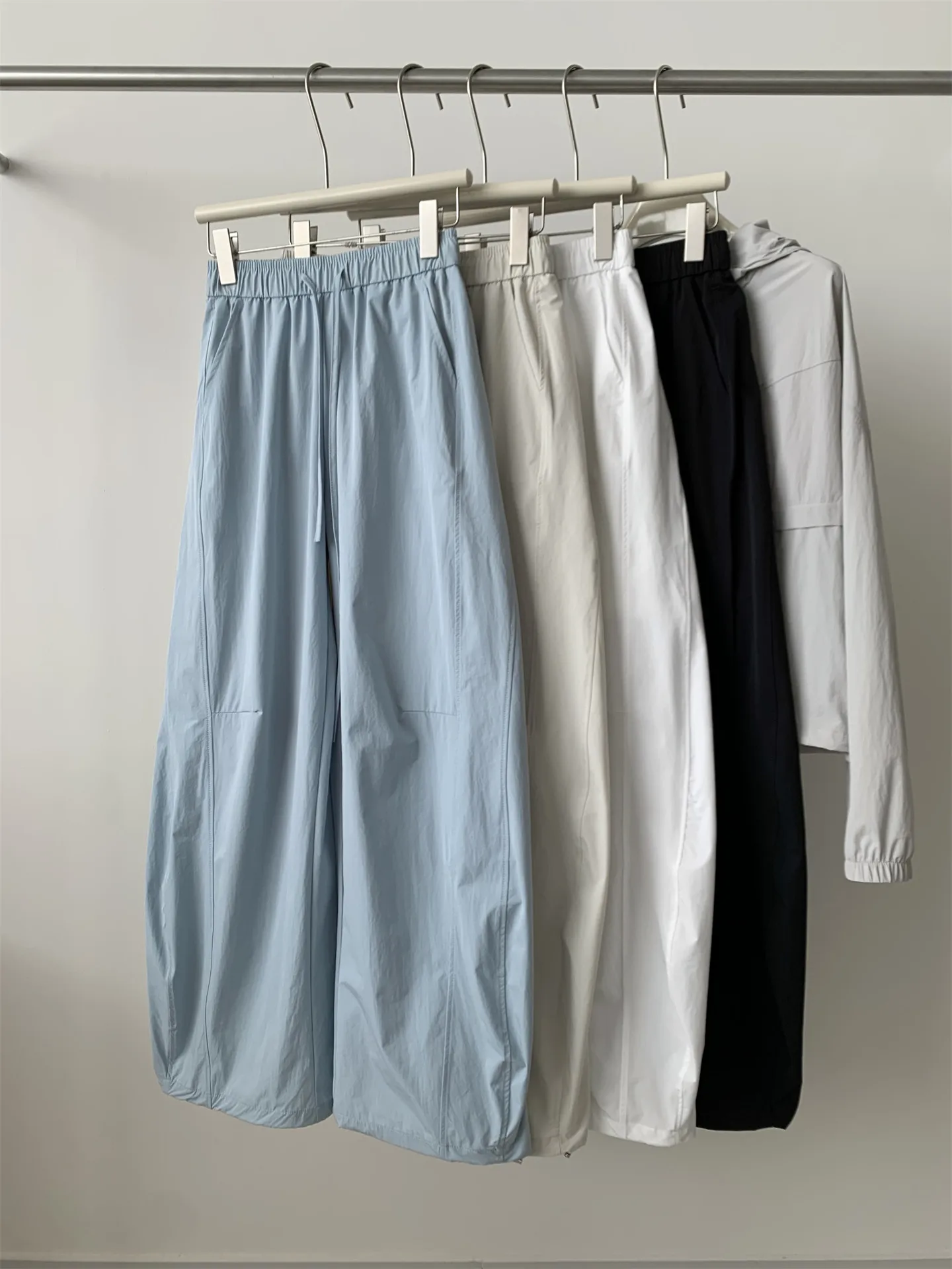 Lightweight Patchwork Sun Protection Curved Pants Women, Slimming, High Waist, Wide Leg Casual Summer Outdoor Long Trousers