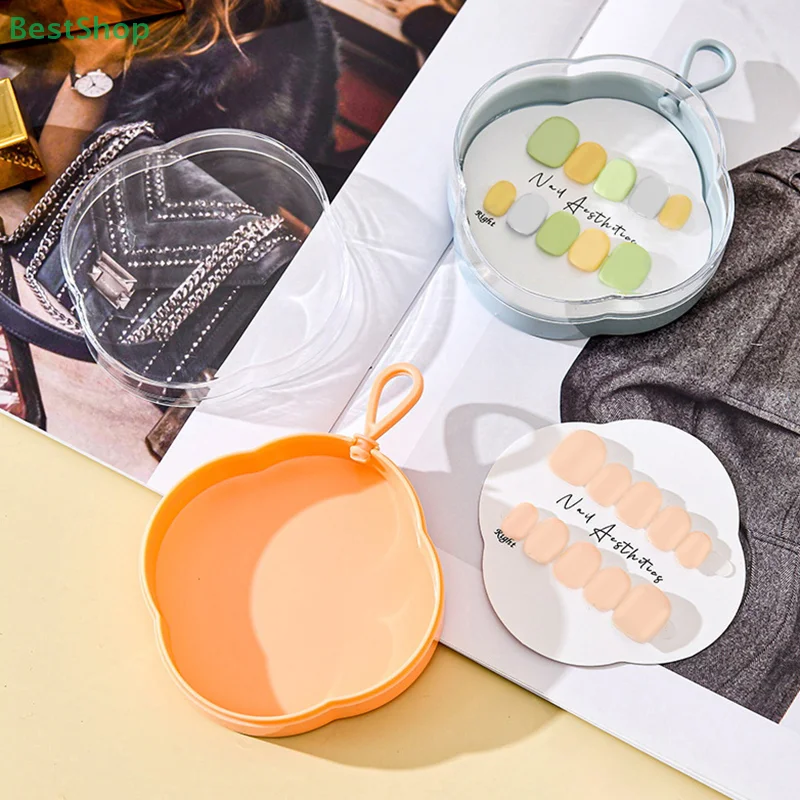 ★ ★ ★ Almacenamiento de uñas vacío a presión, cajas de plástico con forma de trébol de cuatro hojas con cordón, estuche de embalaje transparente para uñas, herramienta de almacenamiento