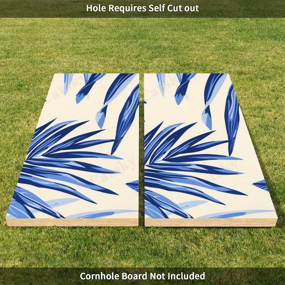 ملصق أوراق استوائية زرقاء، شارات رمل من الفينيل المسطح ثنائية الأبعاد - صديقة للميزانية وقيمة عالية، خالية من الفقاعات وسهلة اللصق، وات #5