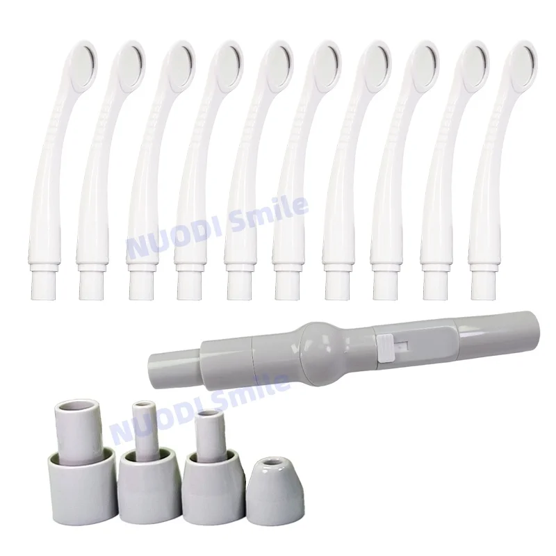1Set Dental Strong Suction Mouth Mirror With 10 Mirrors and 1 Conversion Head & 4 Different Interfaces Clinic Dental Chair Use