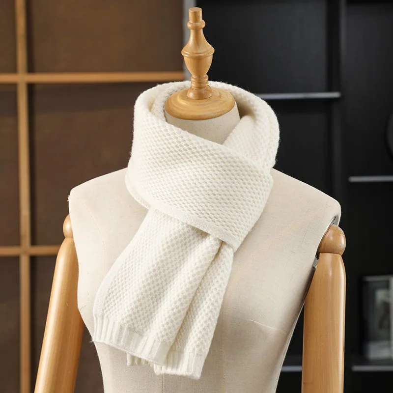 

Женский однотонный вязаный шарф из 100% чистой шерсти, зимний теплый мягкий стильный универсальный легкий дышащий аксессуар для холодной погоды