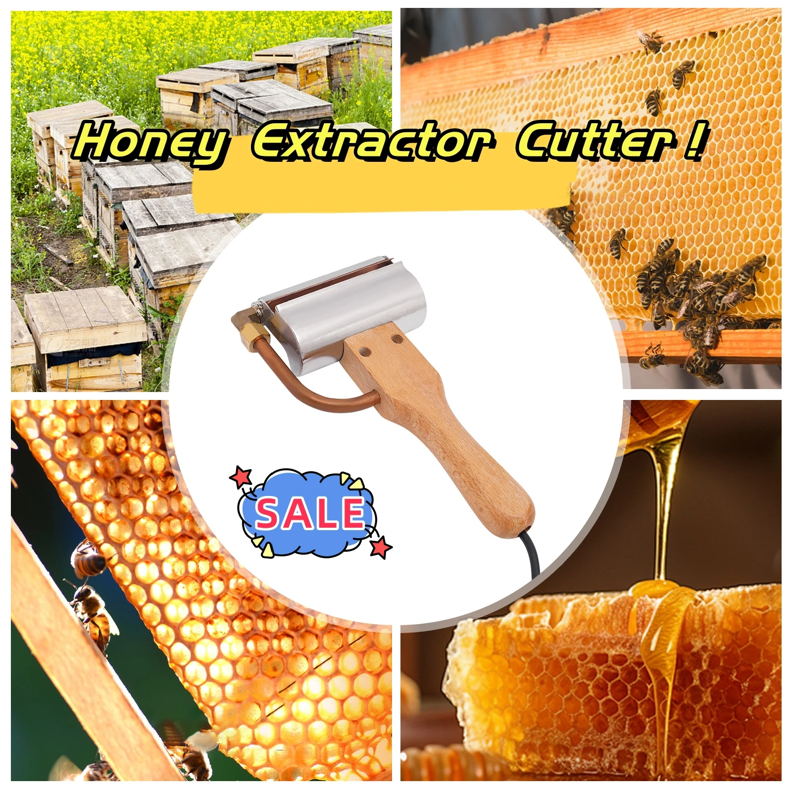 Wooden Handle Electric Honey Cutter Beekeeping Tools Honey Extractor Cutting