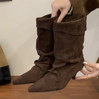 Aneikeh Fashion Street Style Vintage Ankle Boots Women Winter Pointed Toe Thin Low Heel Shoes SHort Botas Zapatos De Mujer - Image 2