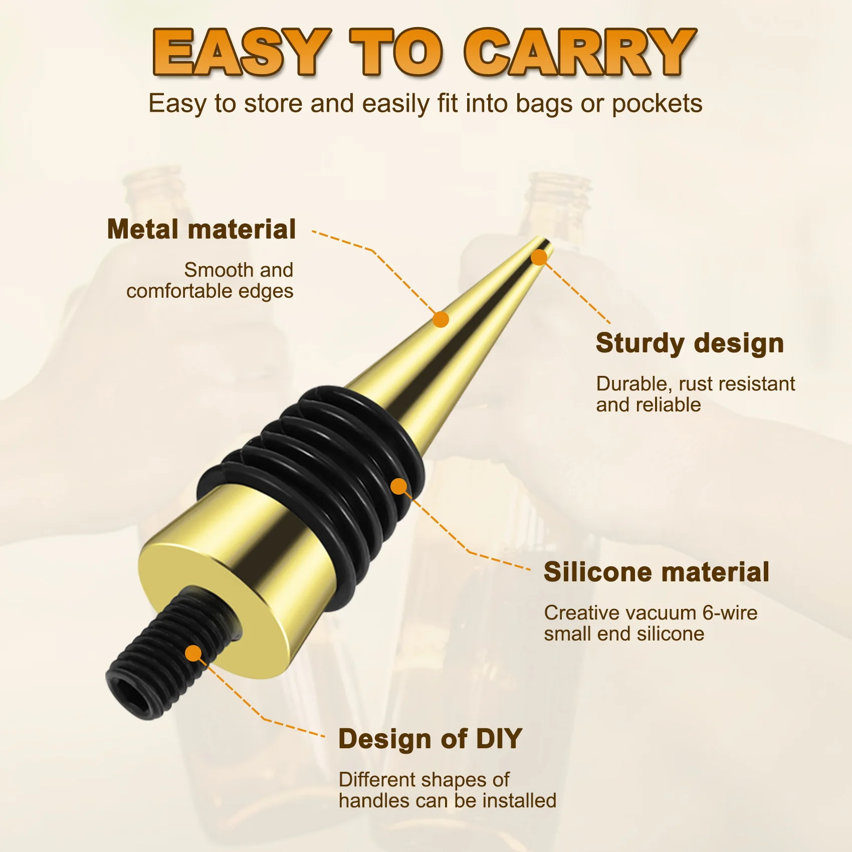 AY03-10 Pieces Blank Bottle Stopper With Threaded Post Metal Wine Stopper Inserts Set Hardware For Wood Turning DIY Project