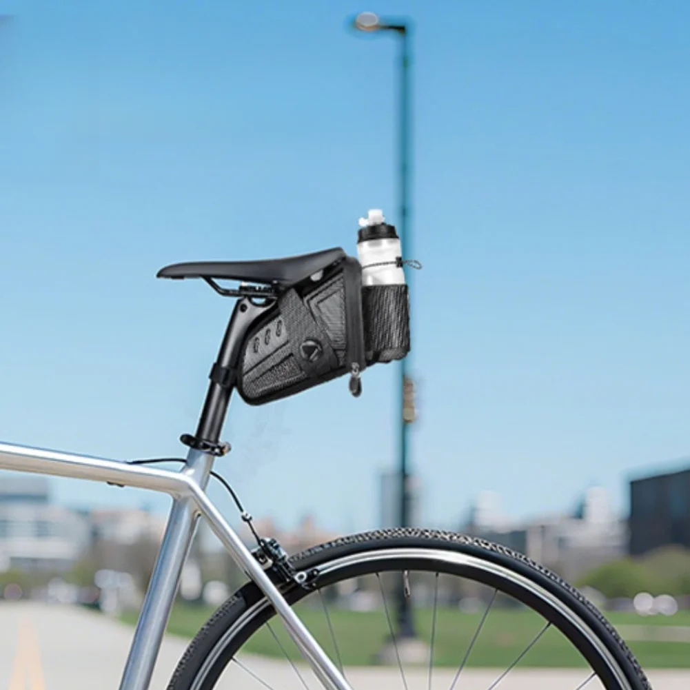 Hard Shell Bicycle Tail Bag with EVA Foam Structure Waterproof Sealed Zippers Reflective Stripe and Bottle Holder