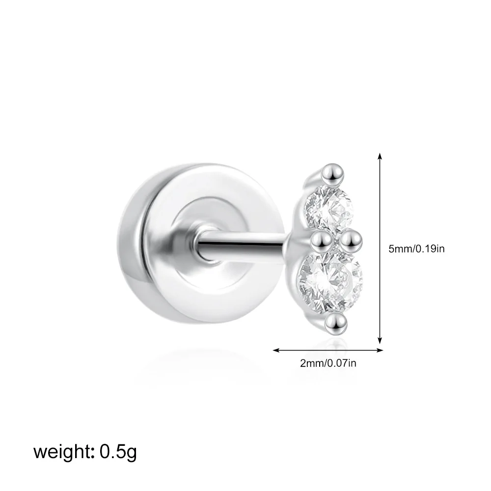 1PC Chirurgische Edelstahl Ohrringe für Frauen Zierliche Ohrringe mit flacher Rückseite Ohrstecker 20G CZ Knorpel Helix Tragus Conch Lobe Piercing – Detail 21