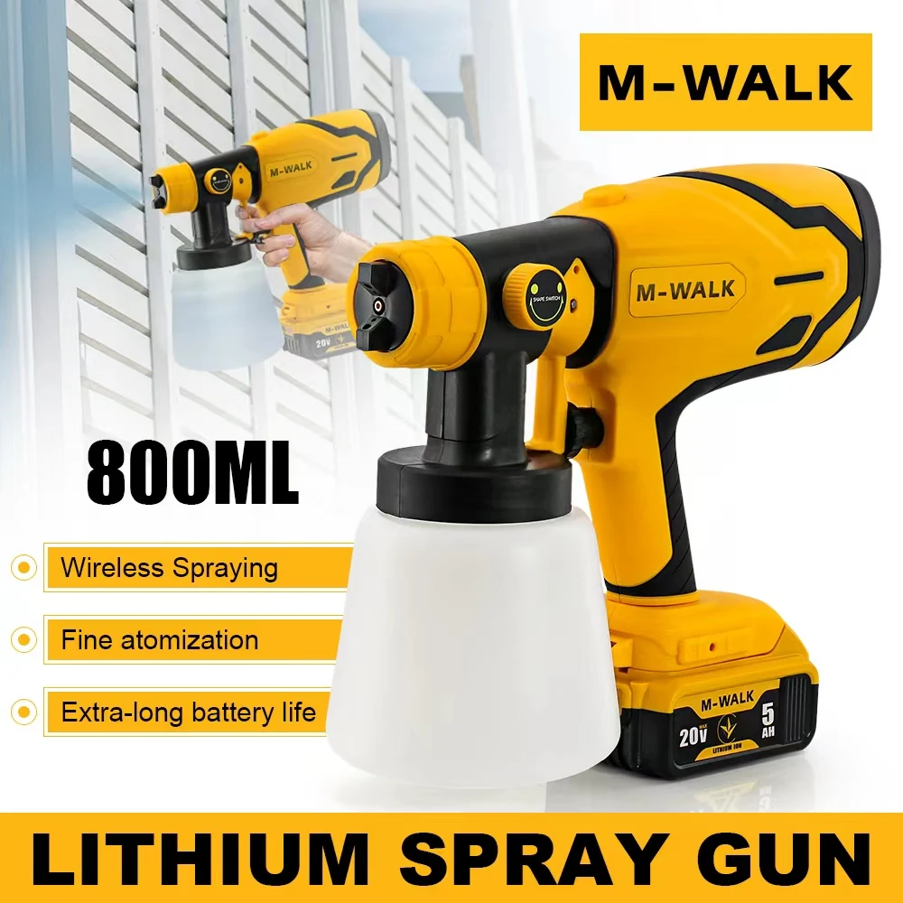 800 مللي بندقية رذاذ كهربائية لاسلكية أثاث السيارات المنزلية الصلب البخاخة الرش المحمولة بندقية رذاذ لبطارية ديوالت 20 فولت ﻿ دبوس