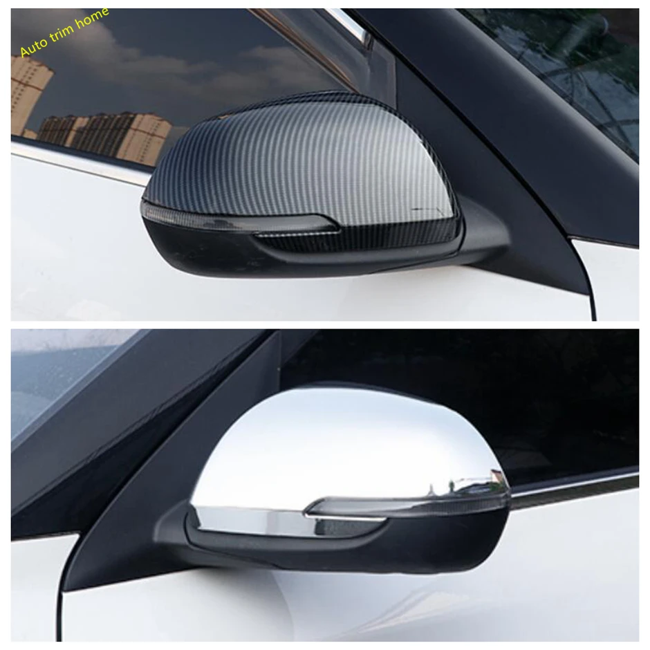 ABS Chrome Carbon Fiber Door Rearview Mirror Shell Decoration Caps Cover Trim Fit For Kia Seltos 2019 - 2022 Car Accessories