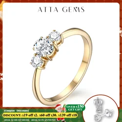 ATTAGEMS D Color Oval Cut Moissanite Ring Solid 10K 14K Yellow Gold Jewelry Luxury Ring for Engagement Wedding Gift for Her