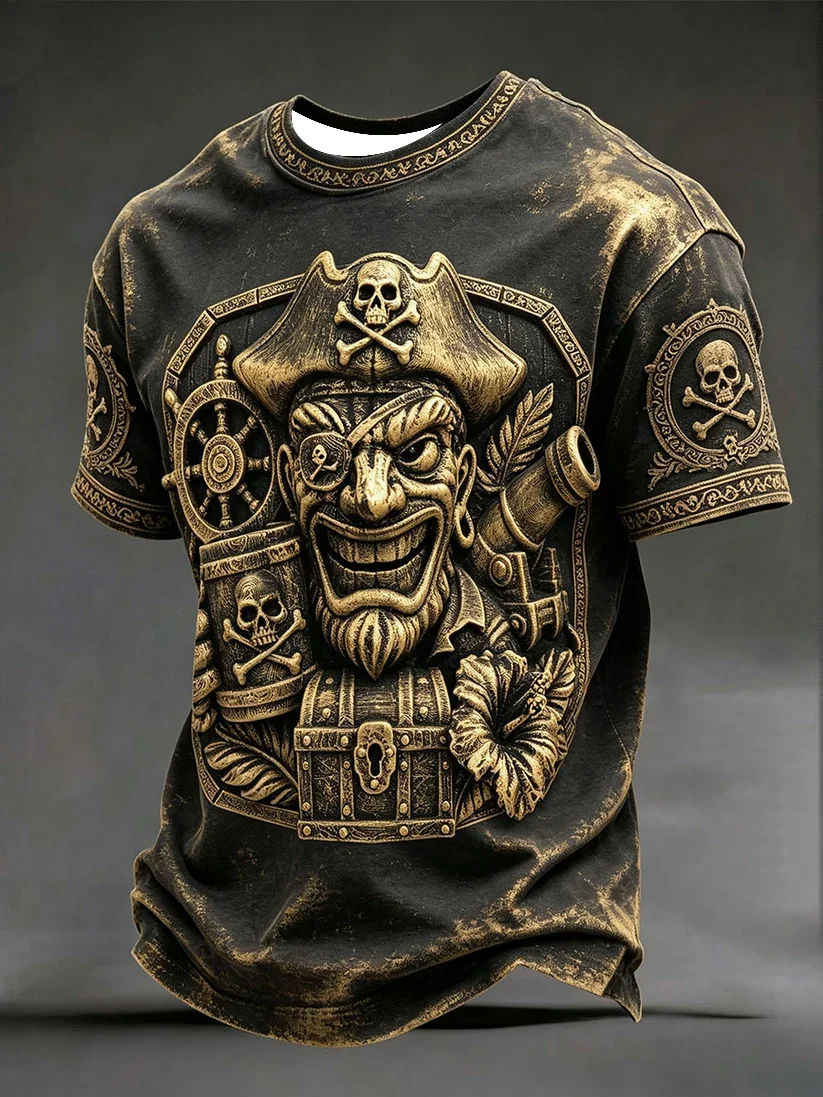 2027 Summer Men's Football Training Shirt - Viking Pirate Style 3D Print - Breathable Quick-Drying T-Shirt - Family Style Shirt