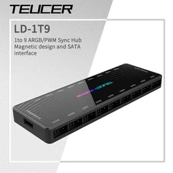 TEUCER 1 ila 9 PWM ve ARGB Hub Splitter 4 Pin PWM 3 Pin adresli ARGB adaptörü SATA arayüzü yoğunlaştırıcı kasa fanı için