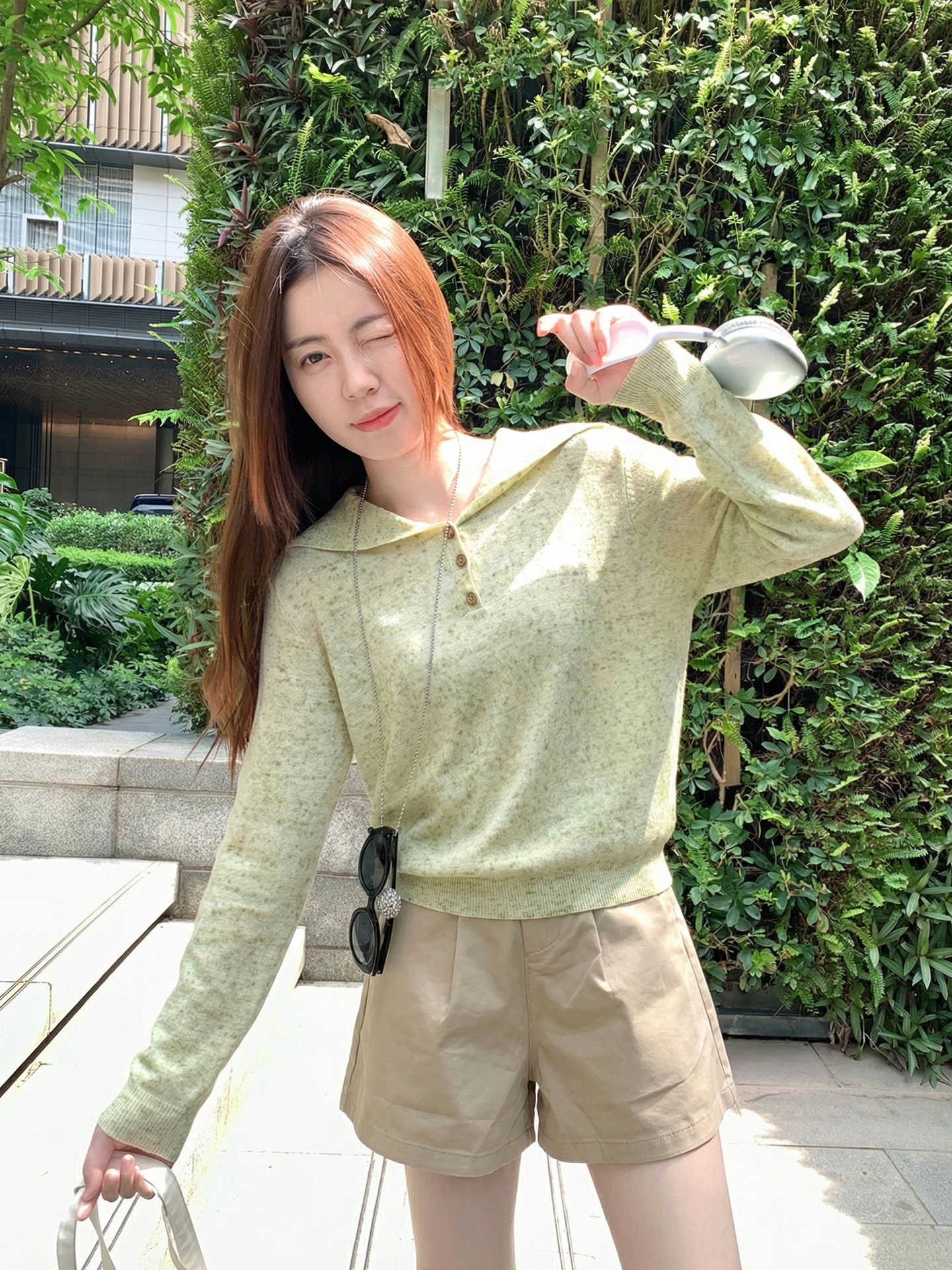 

een Navy Collar ort Thin Knitted Sweater Women's Spring Loose Cover up Top Korean Sle Commute Soft Long Sve irt