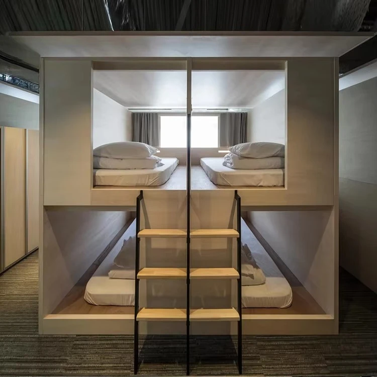 High End Vertical Sleeping Capsule Bed with Light Compatible Capsule Bunk Bed for Capsule Hostel Lodge