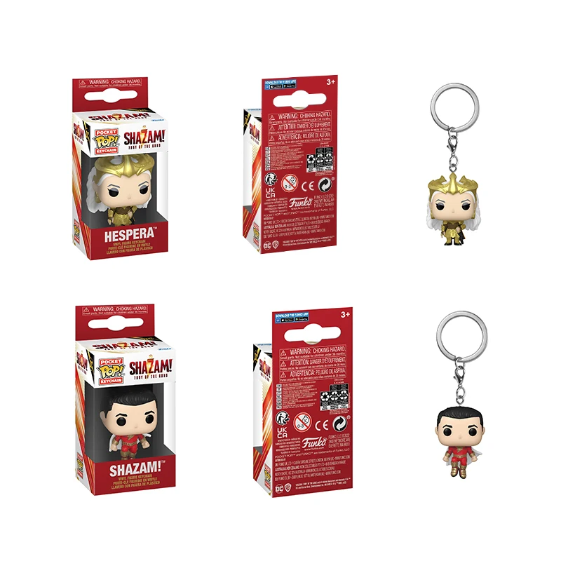 

FUNKO Pocket Stranger Keychain SHAZAM Action Figures HESPERA Character Toys With Box Collection Model Christmas New Year Gifts