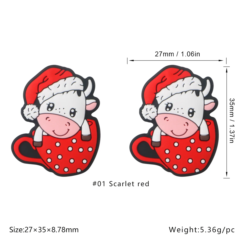 Sunrony 10Pcs Santa Claus Text Animal Christmas Theme Silicone Focal Beads DIY For Jewelry Making