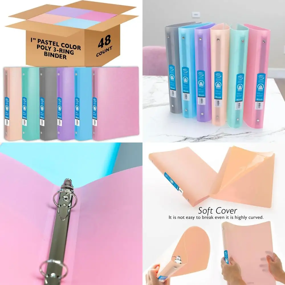 

Кольцевой переплет с круглыми кольцами 1 дюйм, пастельные цвета, на 175 листов, идеально подходит для школы, дома или офиса, упаковка 48 штук