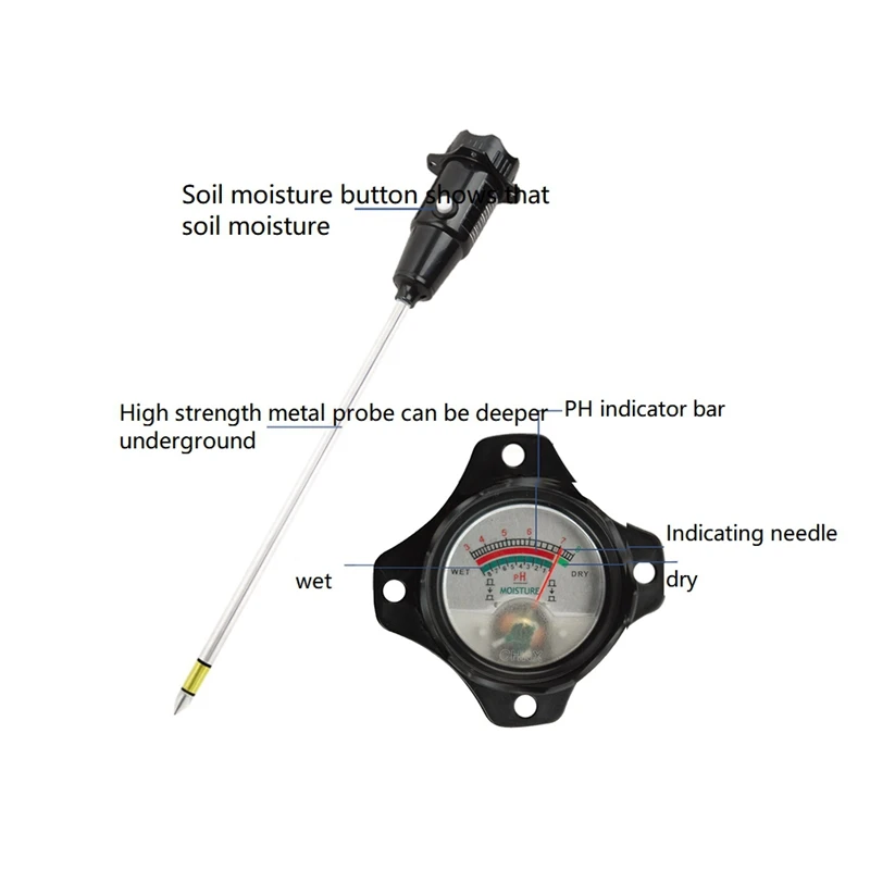 1 PCS Long Probe Deep Soil PH Moisture Meter 2 In-1 Soil PH Meter For Large Pot Plants Gardening Farming