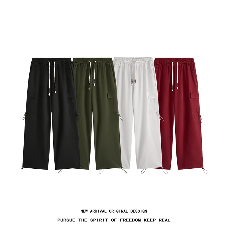 Hip Hop Men's Loose Fit Paratrooper Pants Drawstring Elasticated Work Pants Lightweight Quick-drying Sport Climbing Trousers