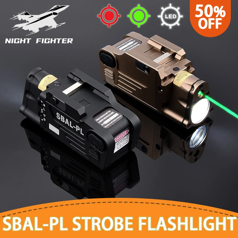 

Metal SBAL Pistol Flashlight Tactical SBAL PL White Light Strobe Constant Light With Red/Green Laser Weapon Light Fit 20MM Rail