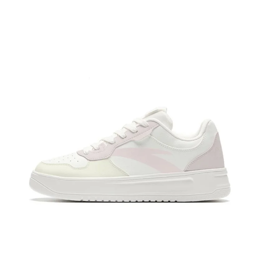 Anta Slip Resistant, Abrasion Resistant, Lightweight Low top Skateboard Shoes Women's White Pink Yellow 922418001Q-2(Team641-)