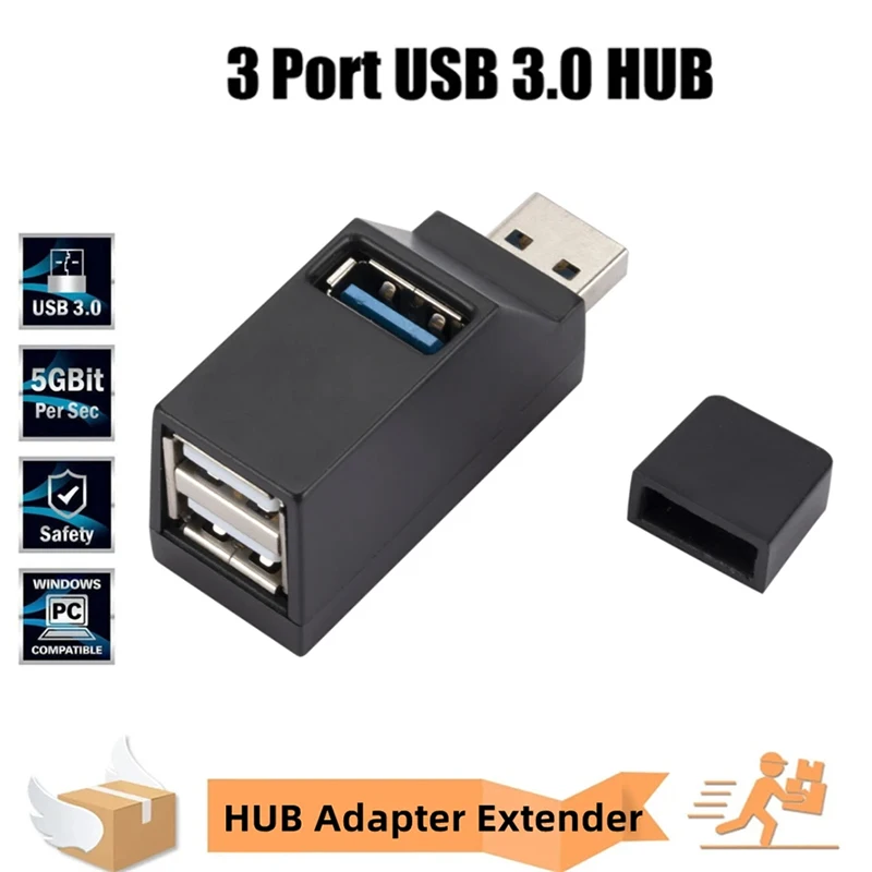 New  Portable Usb 3.0 Hub Adapter Extender Splitter Box 1 To 3 Ports For Pc Laptop Keyboard Mouse U Disk Card Reader Accessories