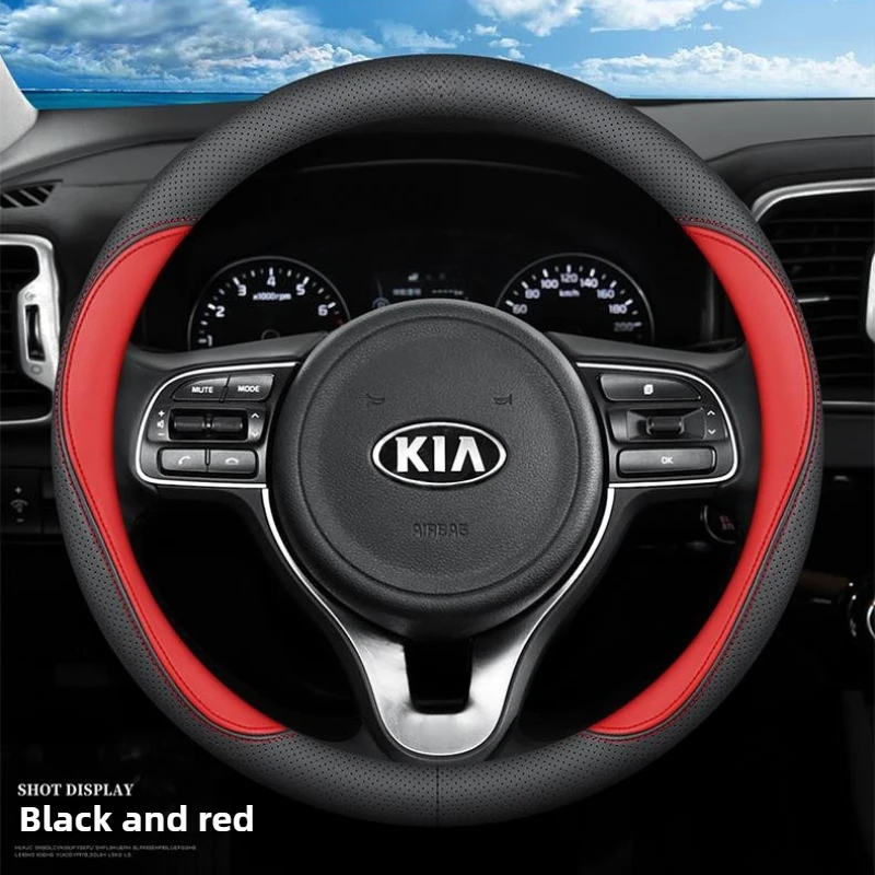 Leather Car Steering Wheel Cover for KIA Sportage Xceed Picanto Proceed Soluto Optima Carnival Sorento Niro Ceed K3 Accessories