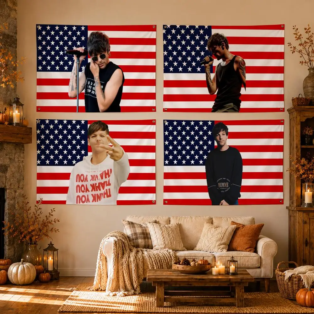 Singer Louis Tomlinson Flags Flags for Room, Bedroom, Home, Outdoor, Wall Hanging, Concert Print, Art Banner