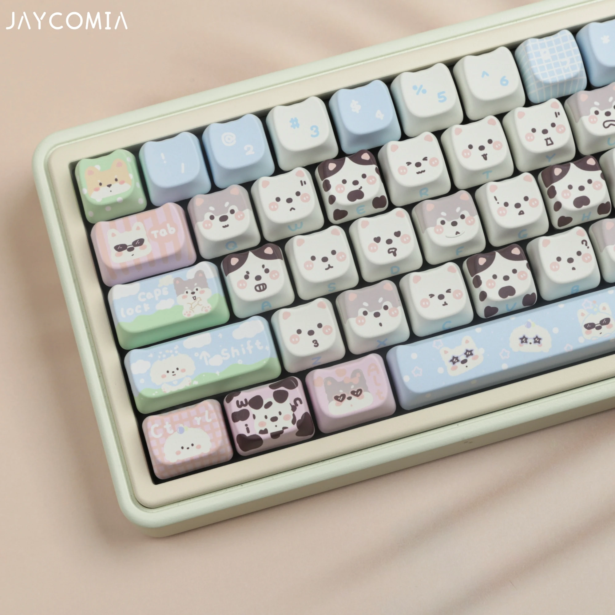 Imagem -05 - Mao-cute Cat Ear Keycaps Grupo Dog Side Letras Impressas Dye Sub Grande Material Pbt para Teclado Mecânico Making Switch