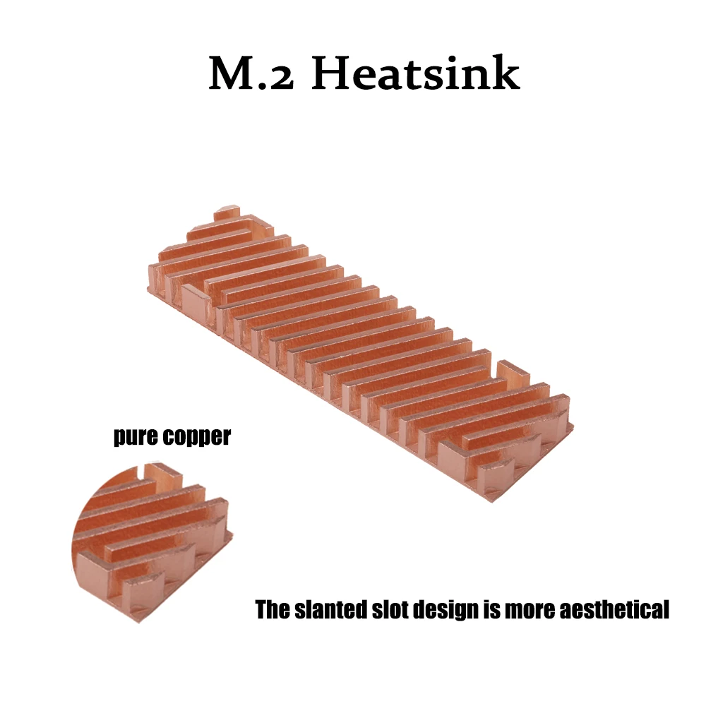 M.2 Heatsink Pure Copper Thermal Conductivity 386.4W/mk Cooling Effect of 15-30℃ Solid State Disk Radiator 2/3/4/6mm Thicknesses