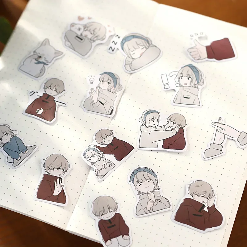 45 PCS/box Cute Cartoon Couple Love Overture Warm Daily Decorative Stickers for Scrapbooking Album Planner DIY Craft Journal image 3
