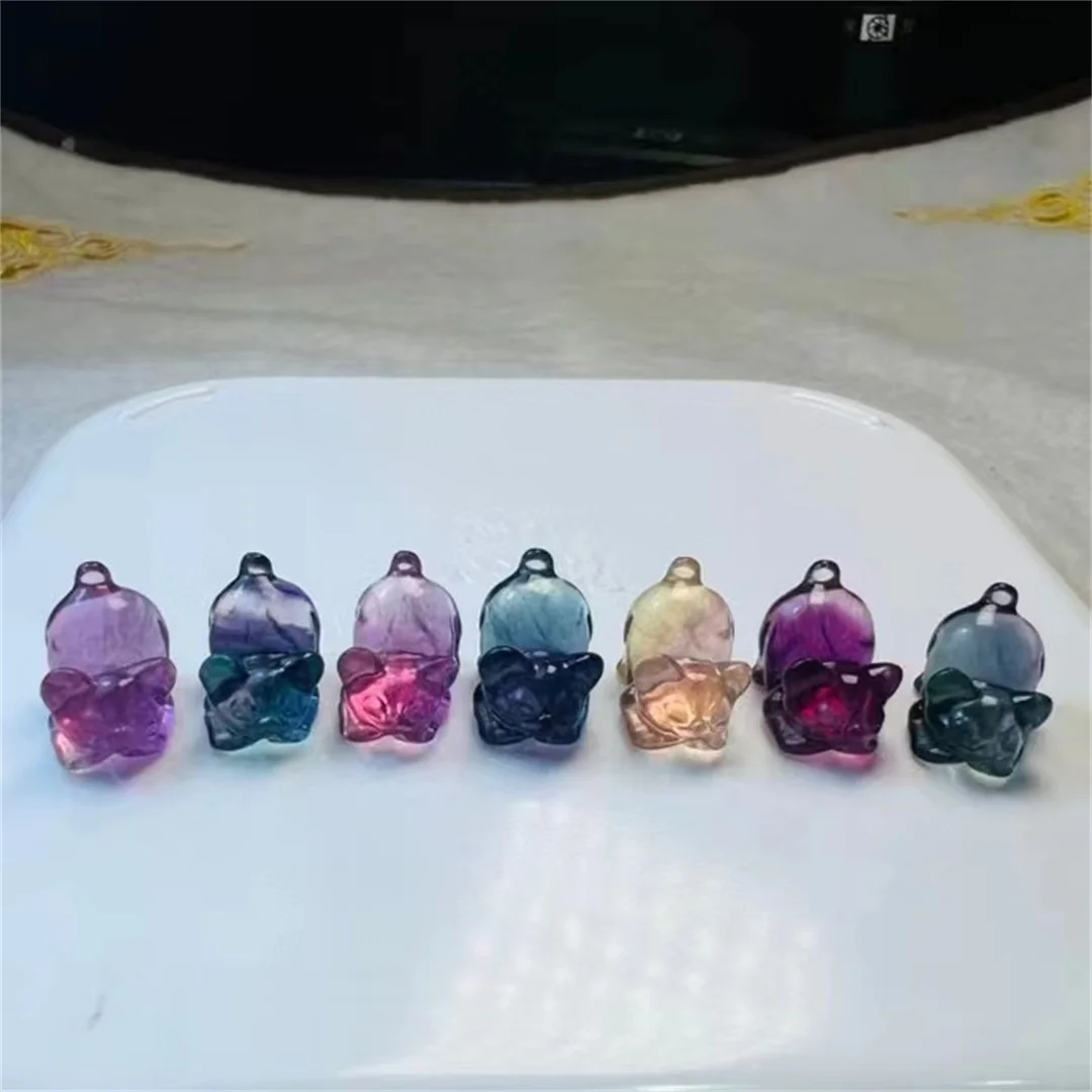 

10pcs/bag natural random 15mm cute small fluorite cat home decoration gift