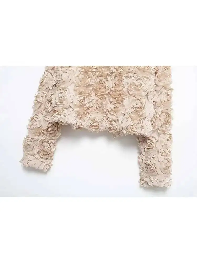 2025年秋ジャケット ショート丈 カジュアル テクスチャードフラワー エレガントジャケット レディースファッション 長袖 ストリートウェア 新作アウター