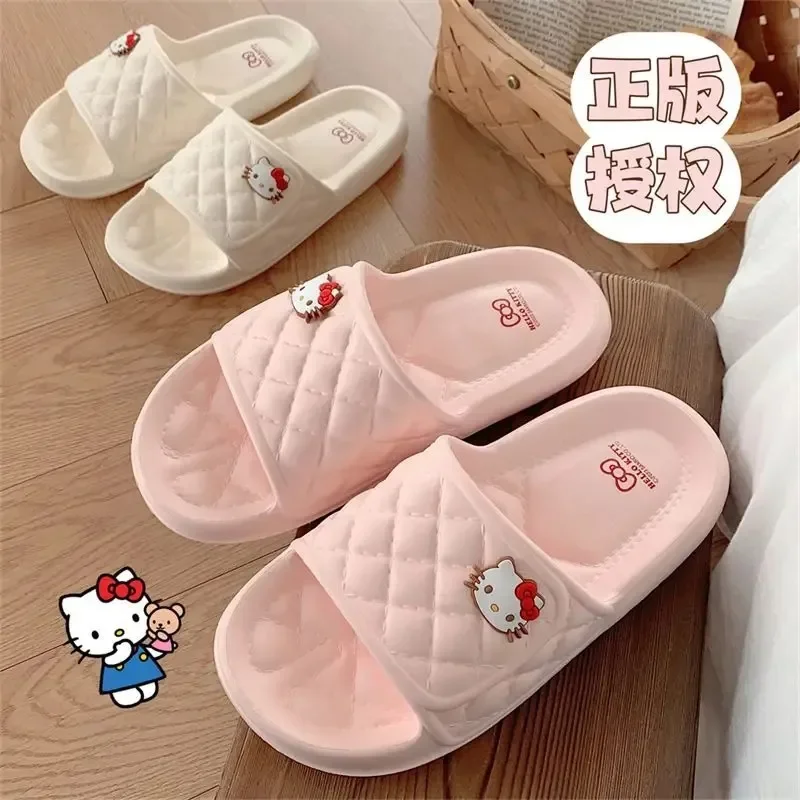 

Sanrio милые аниме Hello Kitty My Melody Cinnamoroll милые Мультяшные Нескользящие тапочки летние женские домашние сандалии подарок на день рождения