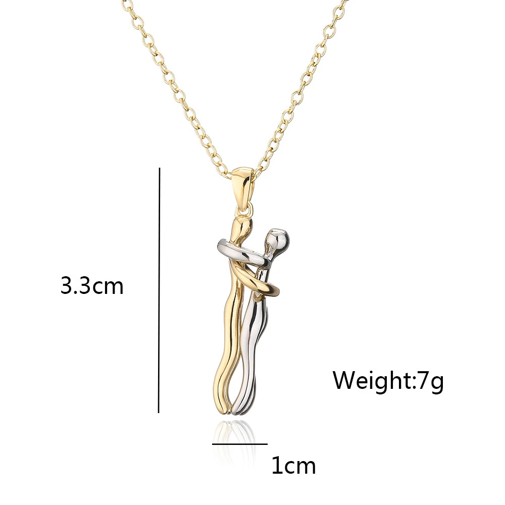 NEWBUY High Quality Gold Color Copper Wedding Jewelry 2022 Fashion Unique Design Women Men Give me a Hug Necklace Wholesale