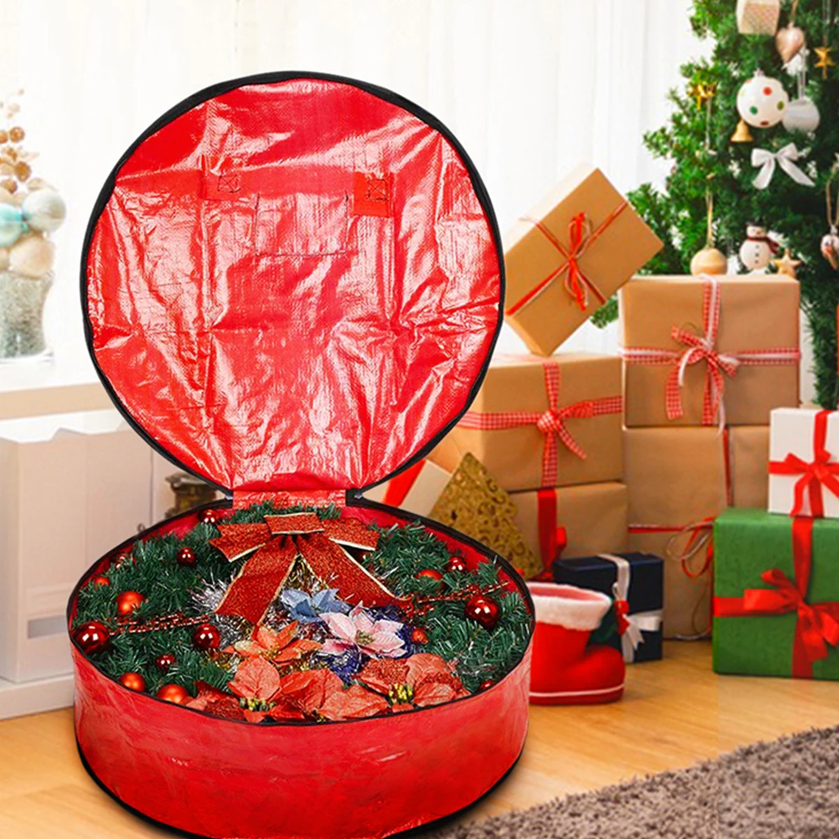 

Red Double-sided PE Christmas Storage Bag Navidad Natal Noel Tree Storage Bag Merry Christmas Decor For Home 2024 New Year 2025