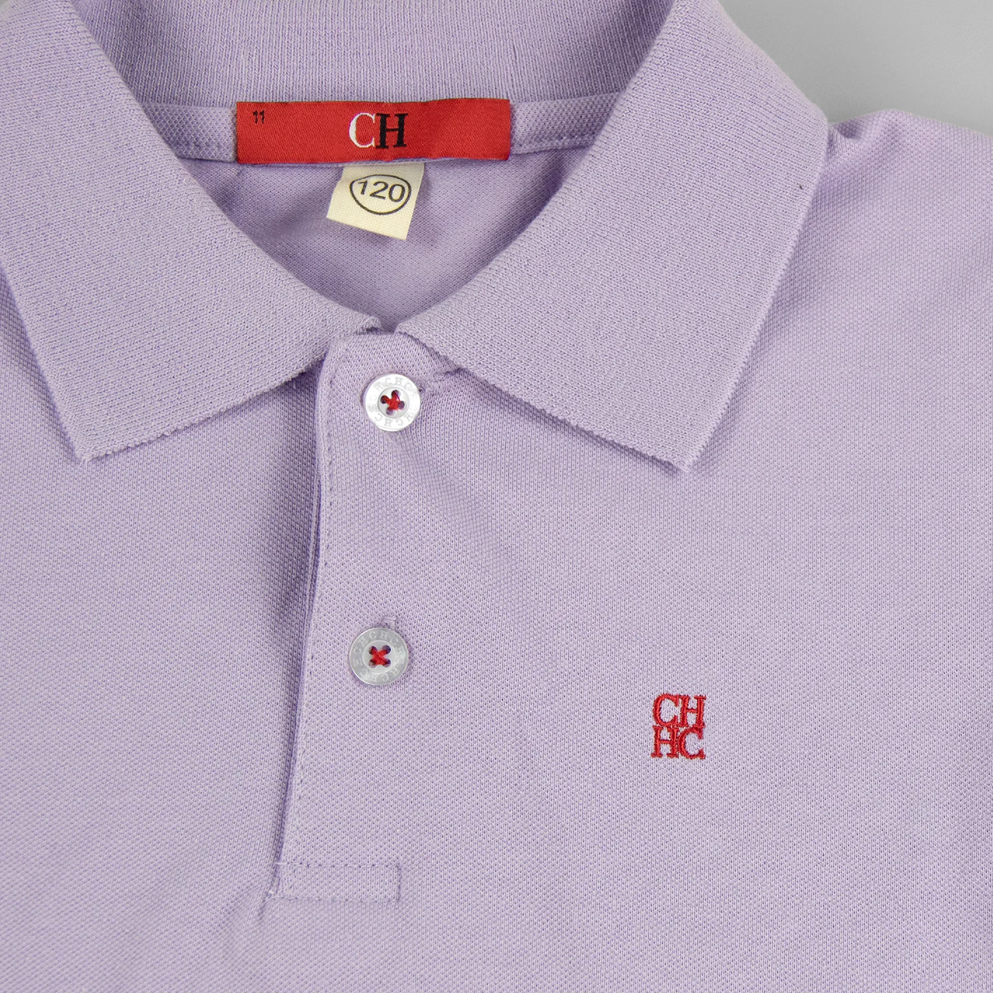 CH Kids Solid Color Long Sleeve Polo Shirt Small Embroidery Logo Soft Cotton Lapel Button T-shirt Kids School Casual Basic Tops