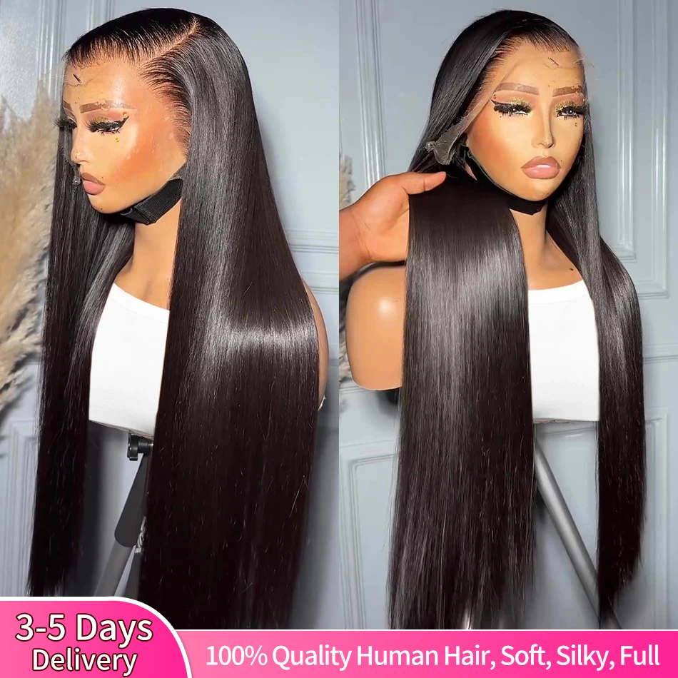 Brazilian 30 40 Inch Bone Straight Lace Front Human Hair Wigs Hd Transparent  Wear And Go Glueless Lace Frontal Wig