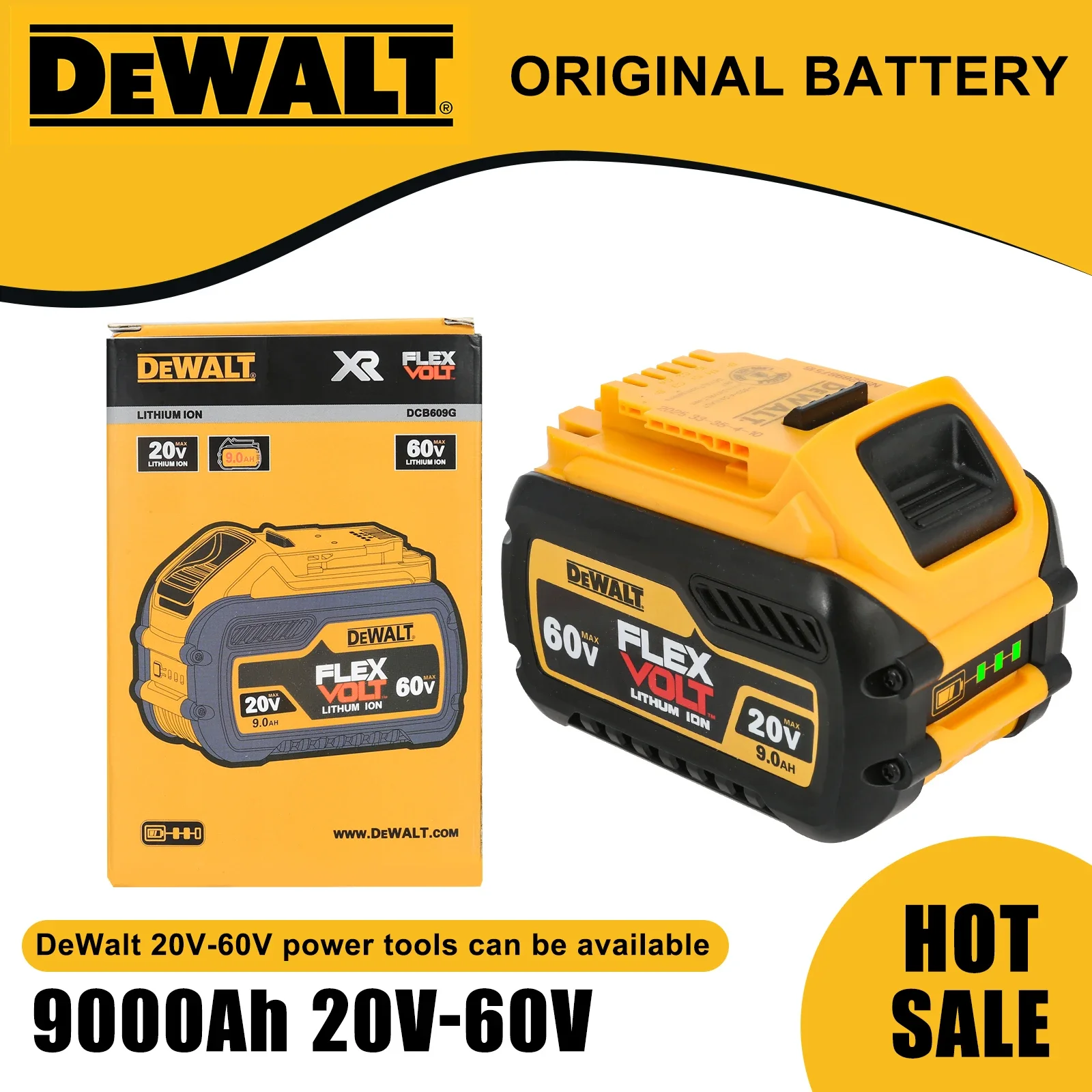 Original  Flexvolt DEWALT 20v/60V 9Ah battery DCB606 DCB182 DCB205 DCB206 DCB209 power tool max battery dewalt  lithium battery