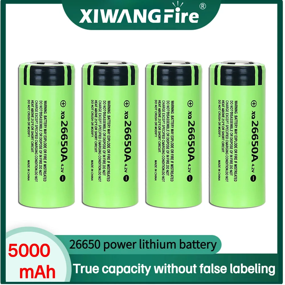 XIWANGFIRE 26650 Battery 4.2V 5000mAh Rechargeable Lithium Battery for LED Flashlight Torch Batery Lithium Battery 100% Original