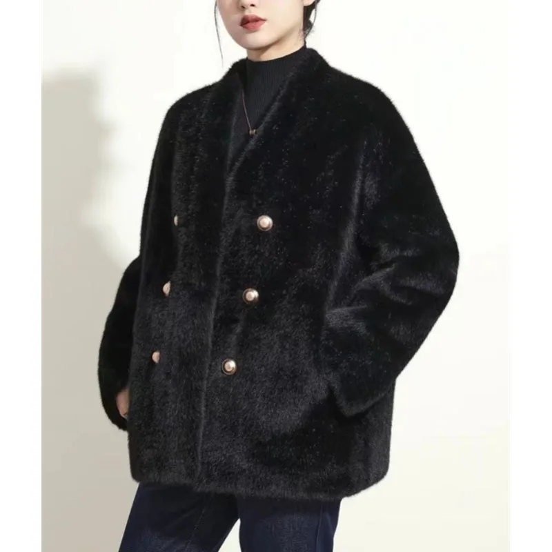 Mink Fur Coat Women New 2024Autumn Winter Fashion Short Fur Integration Jacket Environmental Protection Mao Mao Outwear Female