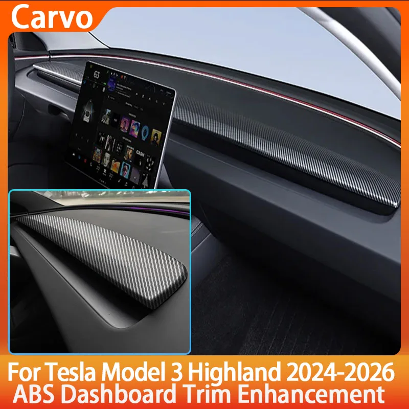 

Стильная и прочная накладка из АБС-пластика на приборную панель для Tesla Model 3 Highland 2024-2026, накладка на панель воздуховода, аксессуары для интерьера