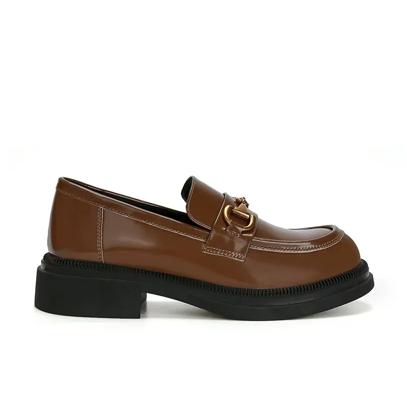 حذاء بدون كعب نسائي من ماري جين - دائري بدون قوس للتعب، إبزيم سلسلة معدنية، حذاء أوكسفورد كاجوال غير قابل للانزلاق للأنيق اليومي #6