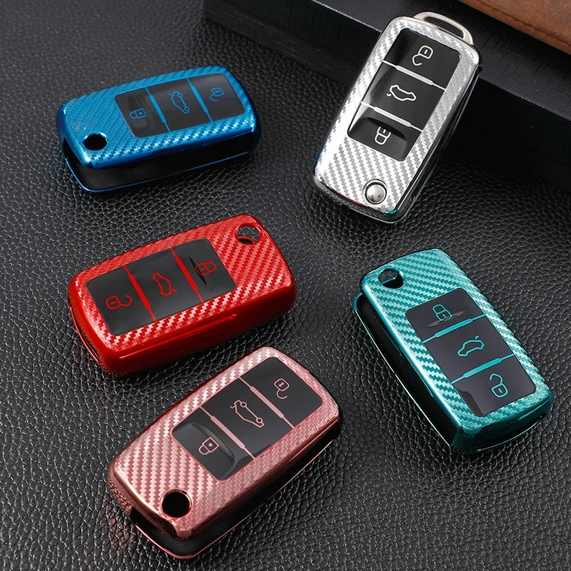 

Новый чехол для автомобильного ключа из углеродного волокна из ТПУ для Volkswagen VW POLO Tiguan Passat B5 B6 B7 Golf EOS Scirocco Jetta MK6 Octavia, аксессуары