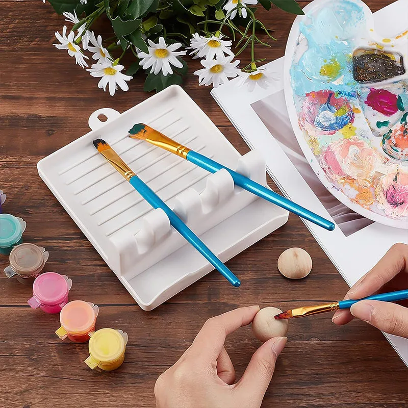 Paint Brush Holder With 4 Slots, Watercolor Acrylic Oil Paint Color Palette, DIY Art Brush Rest Bracket Palette, Art Supplier