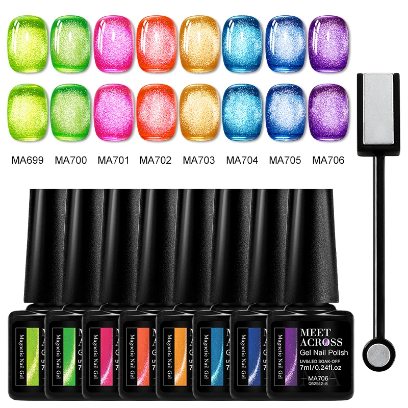 พบกับข้าม 7/8/9 ชิ้นแมวแม่เหล็กเจลเล็บชุดกึ่งโปร่งใสคริสตัลเล็บอุปกรณ์เล็บเจลชุดสําหรับเล็บ