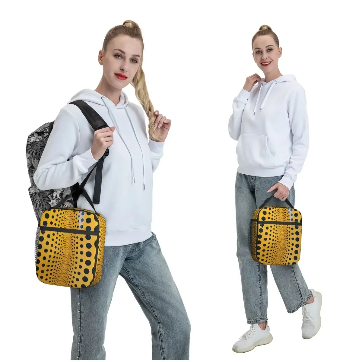 Yayoi Kusama Abstract Painting Insulated Lunch Bag for Women Children Portable Food Boxes Thermal Lunch Box Tote